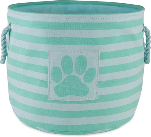 Vista 58 de Bone Dry - Cesta de almacenamiento para mascotas, diseño de parche de pata rayado, aguamarina, rectángulo pequeño