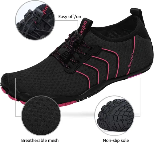 Vista 3 de Racqua Zapatos de agua de secado rápido descalzo, playa, deportes acuáticos, natación, surf, piscina, senderismo, buceo, caminar, para hombres
