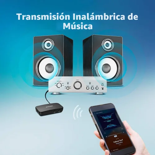 Vista 2 de Anker Soundsync - Receptor Bluetooth para transmisión de música con Bluetooth 5.0, conexión de dispositivo doble, llamadas manos libres, duración