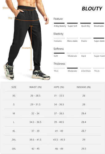 Vista 7 de Pantalones deportivos para hombre con bolsillos con cremallera, pantalones deportivos elásticos para entrenamiento, gimnasio, golf, correr, casual
