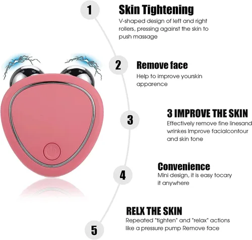 Vista 2 de Pauenz 2023 Dispositivo facial, levanta la cara y aprieta la piel, dispositivo de estiramiento de la piel para mujeres, rosa
