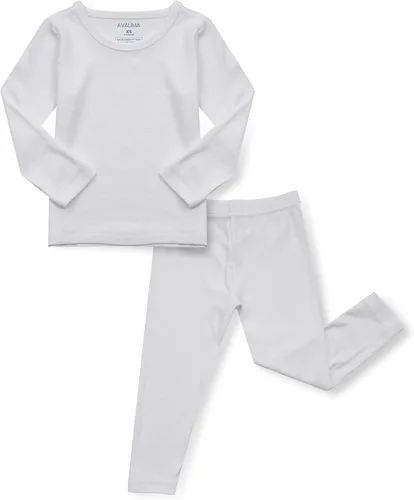 Vista 23 de AVAUMA Conjunto de pijama para bebés, niños y niñas, ajuste ceñido, con nervaduras, ropa de dormir para el estilo de vida diario Negro/Azul