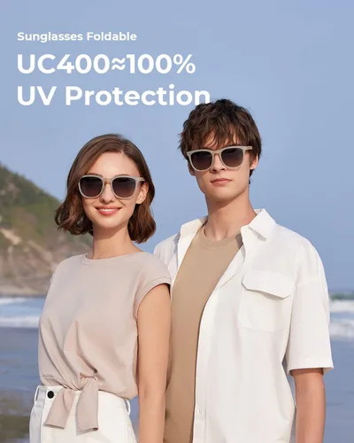 Vista 2 de BENEUNDER Gafas de sol plegables para hombres y mujeres, marco de acetato, protección UV400 polarizada