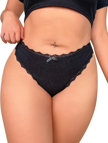 Vista 4 de Banamic Tanga de encaje sin costuras para mujer, tanga que no se ve (XL-4XL)