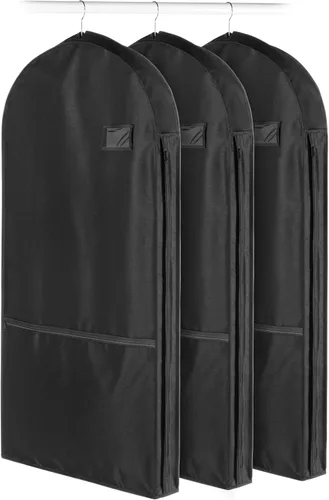 Vista 2 de Whitmor Bolsa de ropa con cremallera y bolsillo - Juego de 3 - Negro