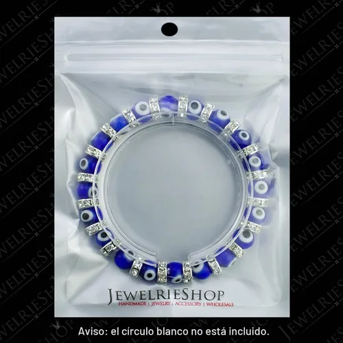 Vista 5 de Pulsera turca de mal de ojo JEWELRIESHOP con cuentas de vidrio de Murano, cuentas transparentes y cristales de espacio para mujer