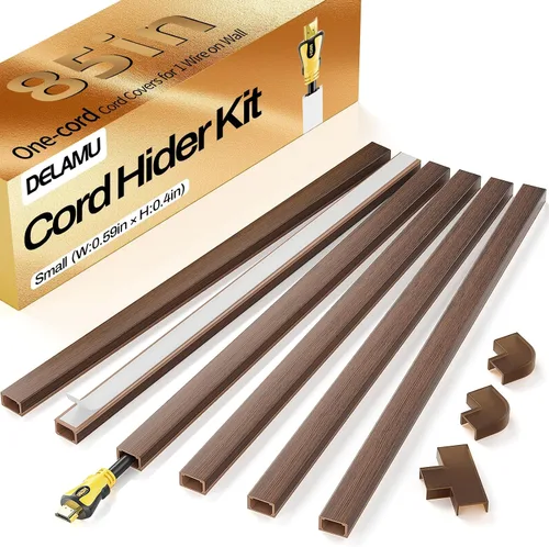 Vista 20 de Delamu Ocultador de cable beige, cubiertas de cable de 85 pulgadas para cables en la pared, ocultadores de cables de un cable, cubiertas de alambre