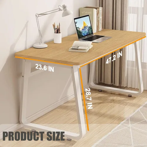 Vista 7 de Escritorio de Computadora de Estilo Moderno Simple para Oficina en Casa, Mesa de Escritura Pequeña de 47.2 Pulgadas para Escritorio o Dormitorio