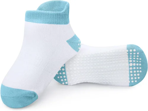 Vista 5 de 12 pares de calcetines antideslizantes para bebés con suela antideslizante para bebés recién nacidos niños y niñas