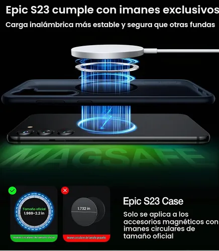 Vista 2 de TORRAS - Funda protectora magnética para Samsung Galaxy S23 6.1 pulgadas, prueba de caídas de grado militar, apta para MagSafe, parte trasera