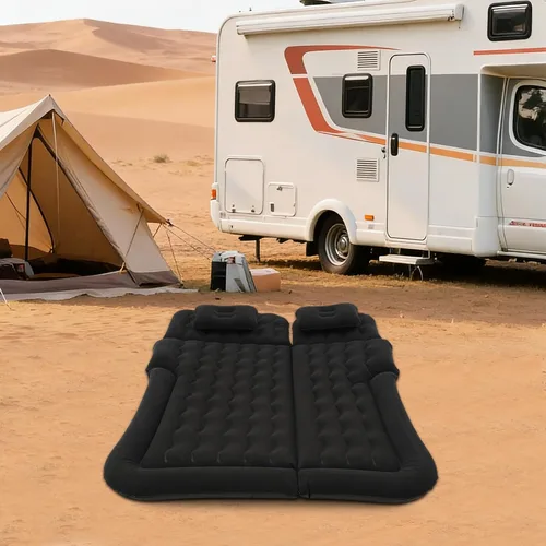 Vista 3 de Colchón inflable de aire para automóvil, cama de aire para campamento, cama de aire gruesa de doble cara con bomba eléctrica, 2 almohadas