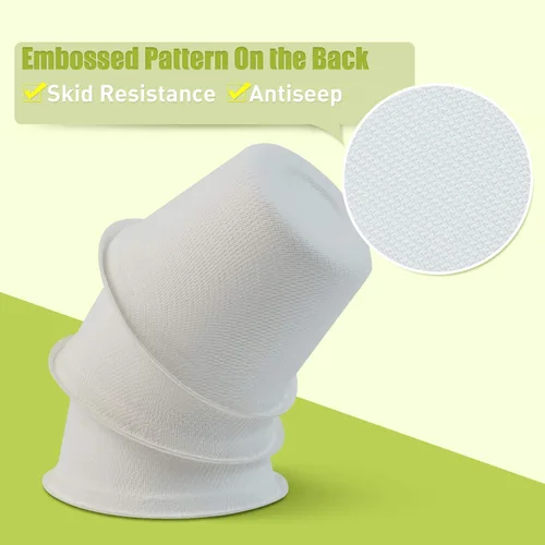 Vista 3 de Green Earth, Vasos compostables de bagazo de 4 onzas, material de fibra de caña de azúcar biodegradable, blanco, paquete de 50 Biodegradable