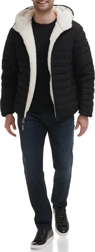 Vista 10 de Calvin Klein Men's Hooded Down Jacket Quilted Coat Sherpa Lined