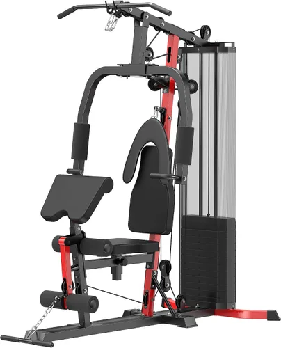 Vista 9 de Sistema de gimnasio en casa con pila de peso de 160 libras, estación de entrenamiento multifuncional todo en uno, sistema de entrenamiento de fuerza