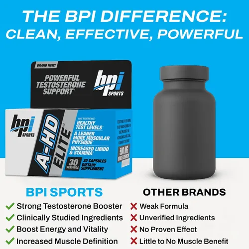 Vista 5 de BPI Sports A-HD Elite - Potenciador de testosterona para hombre - Resistencia natural, fuerza, apoyo sexual - Aumenta el metabolismo - Quema