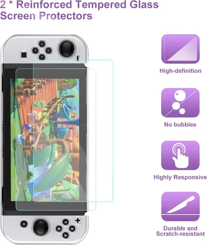 Vista 6 de Younik Switch OLED Accessories Bundle, 16 in 1 Accessories Kit Includes Switch OLED Carrying Case, Protective Case Cover for Console & J-Con, Screen