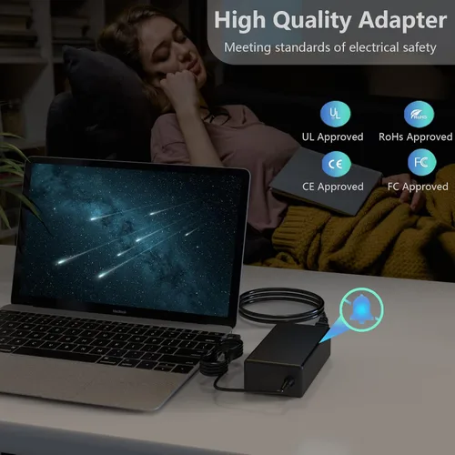 Vista 7 de Cargador de CA de 65 W para HP EliteBook 840 850 845 830 820 G3 G4 G5 G6 G7 G8 0.177x0.118 in Smart Blue Tip Adaptador para portátil Fuente