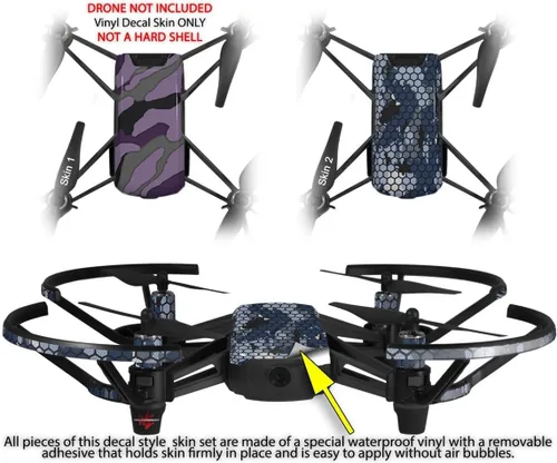 Vista 2 de Skin Wrap 2 Pack para DJI Ryze Tello Drone camuflaje color morado Drone No Incluidas