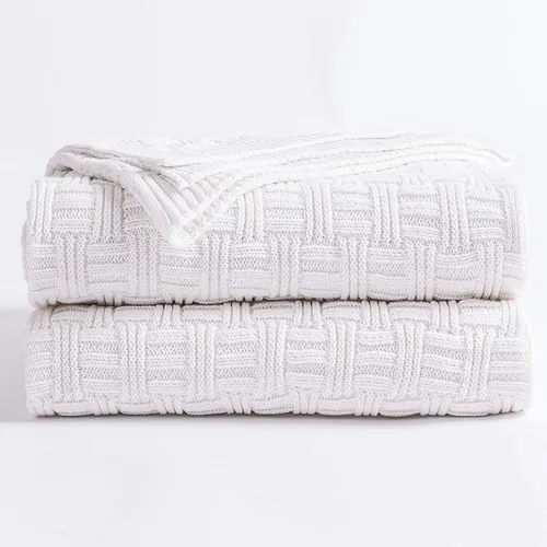 Vista 10 de Manta de Punto de Algodón Marrón Oscuro para Sofá Cama - Decorativa para el Hogar Suave y Acogedora Tejido de Suéter Otoñal de Punto Trenzado - 2.2