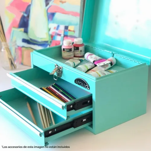 Vista 3 de Apollo Tools - Caja de herramientas de acero de 14 pulgadas, color verde aguamarina DT5010-GR Verde Aqua