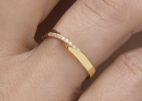 Vista 2 de Elegante joyero Anillo Mobius de diamantes para mujer en oro macizo de 9k, 14k y 18k, anillo de compromiso de diamantes, anillo de boda de diamante
