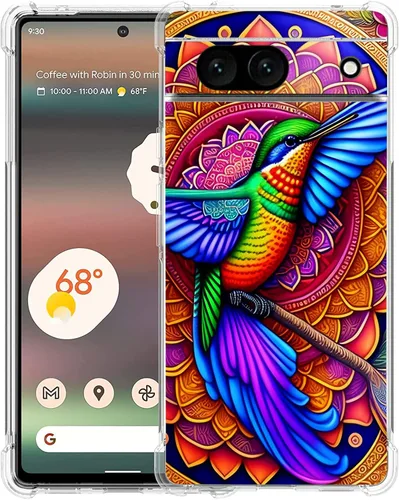 Vista 29 de Funda para Google Pixel 7a, diseño de mariposas azules, rosas, protección contra caídas, a prueba de golpes, TPU de cuerpo completo, resistente a