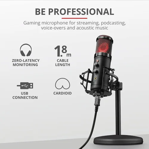 Vista 2 de Trust Gaming GXT 256 Exxo - Micrófono de transmisión USB para PC, portátil y PS4, color negro