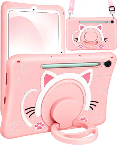 Vista 8 de Wazzasoft Funda para iPad Mini 1/2/3 de 7.9 pulgadas para niñas, linda cubierta de gato negro kawaii, dibujos animados femeninos de gatito