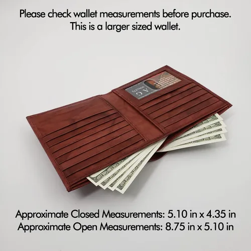 Vista 2 de AG Wallets Billetera de cuero de vaca RFID para hombre, estilo europeo, hipster, 1 ventana de identificación, Borgoña, Cartera Rfid