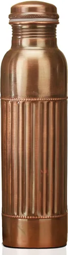 Vista 5 de Botella de agua de cobre antiguo para beber, recipiente de cobre de 32 onzas, botella ayurvédica grande para gimnasio, yoga, oficina, senderismo
