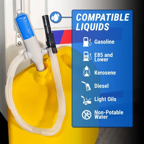 Vista 8 de 2 bombas - Bomba de combustible de sifón con batería TERA PUMP 2AA con parada automática para E85, E15, gas (2.4 galones por minuto)