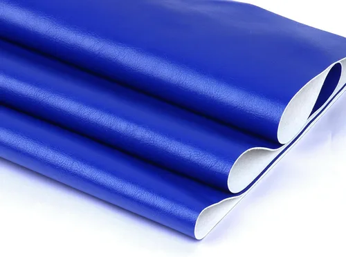 Vista 3 de Rollo de hojas de piel sintética de color liso liso de 12 x 53 pulgadas, muy adecuadas para hacer manualidades, aretes de cuero, lazos, costura Azul