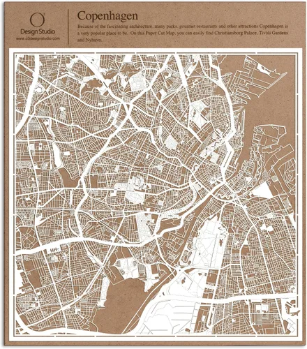 Vista 64 de O3 Design Studio Aberdeen - Mapa de papel cortado en papel blanco de 12 x 12 pulgadas
