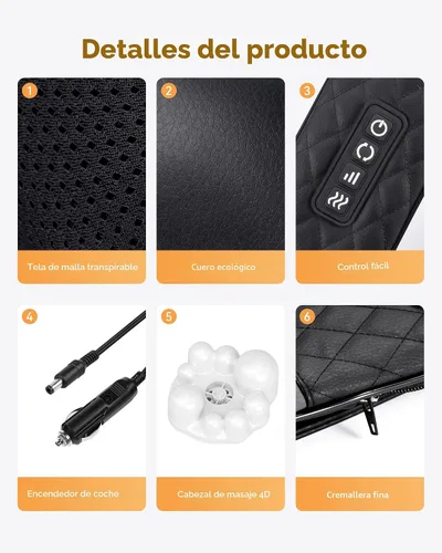 Vista 6 de Masajeador de cuello con calor, masajeador de cuello para aliviar el dolor de tejido profundo, masaje de amasamiento de tejido profundo 4D