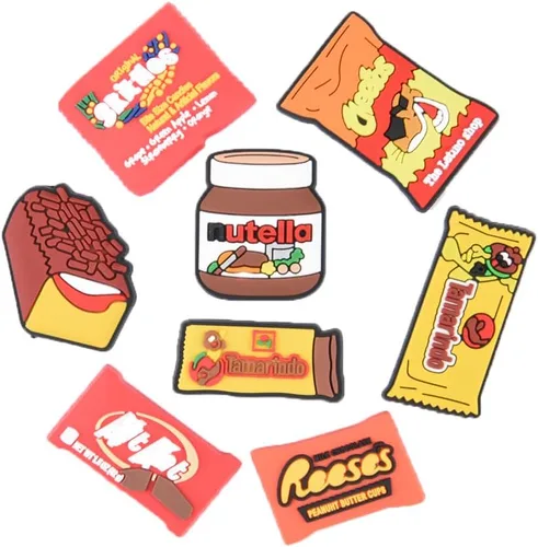 Vista 2 de Lote de dijes de comida rápida para hombres y mujeres, accesorios de decoración de zapatos para niños, niñas, adultos, recuerdos de fiesta, 50