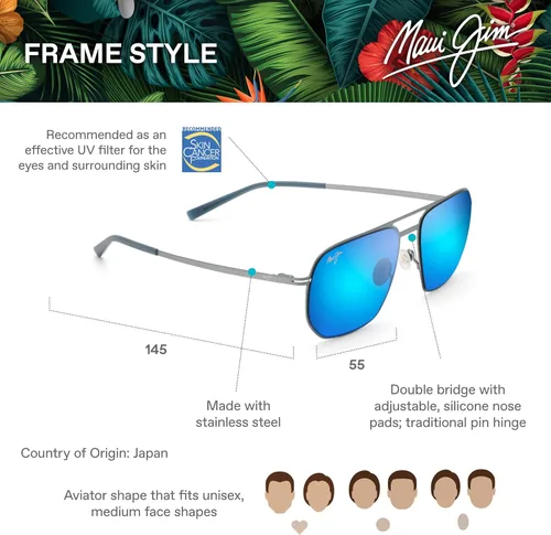 Vista 6 de Maui Jim Gafas de sol cuadradas Sharks Cove