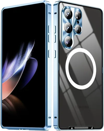 Vista 7 de Funda de aluminio para Samsung Galaxy S23/S24/S22 S25 Ultra / S22/Plus, soporte magnético de aluminio con carga inalámbrica, compatible con Magsafe