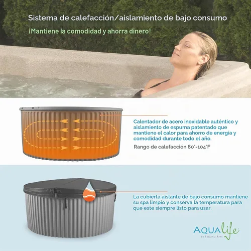Vista 8 de Outback - Bañera de hidromasaje, se adapta a 6 personas, compatible con salida estándar, 20 chorros de masaje, cubierta incluida, Aqualife by Strong