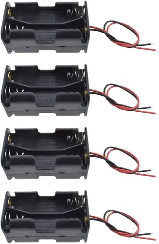 Vista 23 de HAHIYO Paquete de soporte de batería AA de 1.5 V con cubierta resistente de alambre, resortes flexibles, interruptor integrado, baterías, caja