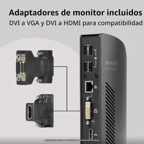 Vista 5 de Kensington Estación de acoplamiento de doble pantalla USB 3.0 para MacBooks, Windows y Surface (K33972US)