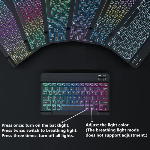 Vista 3 de kaidisen Funda con teclado retroiluminado colorido para Galaxy Tab S6 Lite de 10.4 pulgadas con teclado magnético desmontable Bluetooth RGB