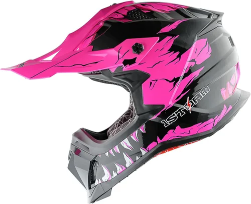 Vista 14 de 1Storm - Casco de motocross para adulto ATV Dirt Bike BMX MX de estilo de pista en montaña JH601; de fibra de carbono negro