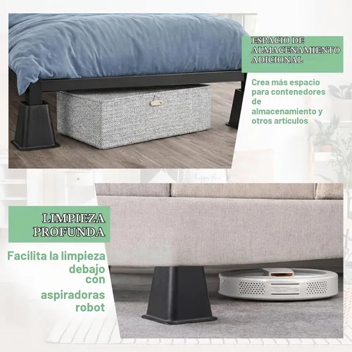 Vista 6 de Novabright Paquete de 4 elevadores de cama para dormitorio universitario de 6 pulgadas, extensores de cama de plástico extra resistentes, apilables