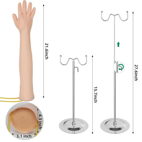 Vista 5 de Kit de práctica de flebotomía 31 piezas para entrenamiento de inyección, kit de práctica IV para enfermera con brazo de flebotomía, kit de práctica