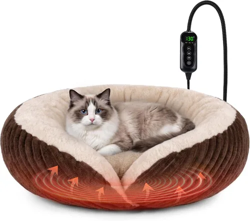 Vista 11 de Tovve Camas térmicas para gatos de interior y perros pequeños, cama suave Marrón
