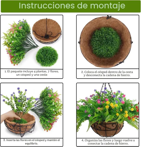 Vista 2 de Plantas colgantes artificiales artificiales para decoración de primavera y verano, resistentes a los rayos UV, eucalipto, helechos Boston