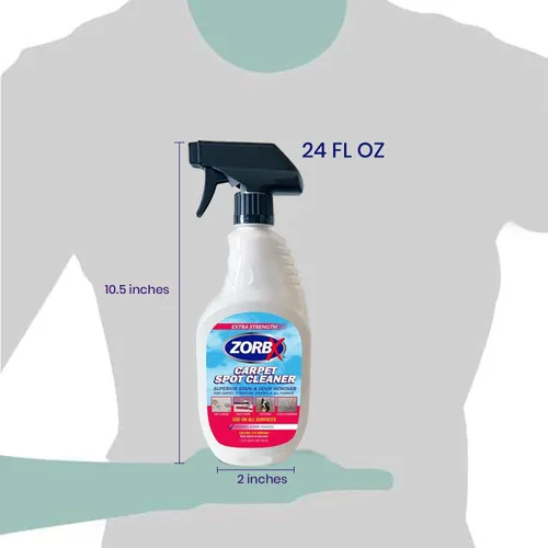 Vista 3 de ZORBX Spray removedor de olores y manchas de alfombras de 24 onzas, complemento perfecto para suministros de limpieza, limpiador de manchas