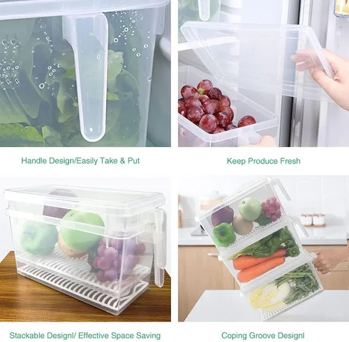 Vista 6 de SILIVO Paquete de 6 contenedores organizadores de refrigerador para frutas y verduras, paquete de 3 unidades de 1.5 L + 3 unidades de 4.5 L