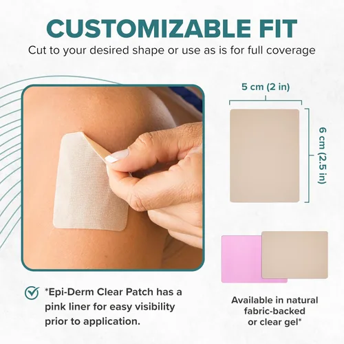 Vista 6 de EpiDerm - Hojas pequeñas de silicona para cicatrices, reutilizables, 2 x 2.5 pulgadas, 1 par, natural Soft Flexible Silicone Scar Patches for