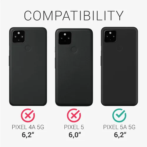 Vista 7 de kwmobile Funda compatible con Google Pixel 5a 5G - Funda protectora de silicona TPU suave y delgada - Negro